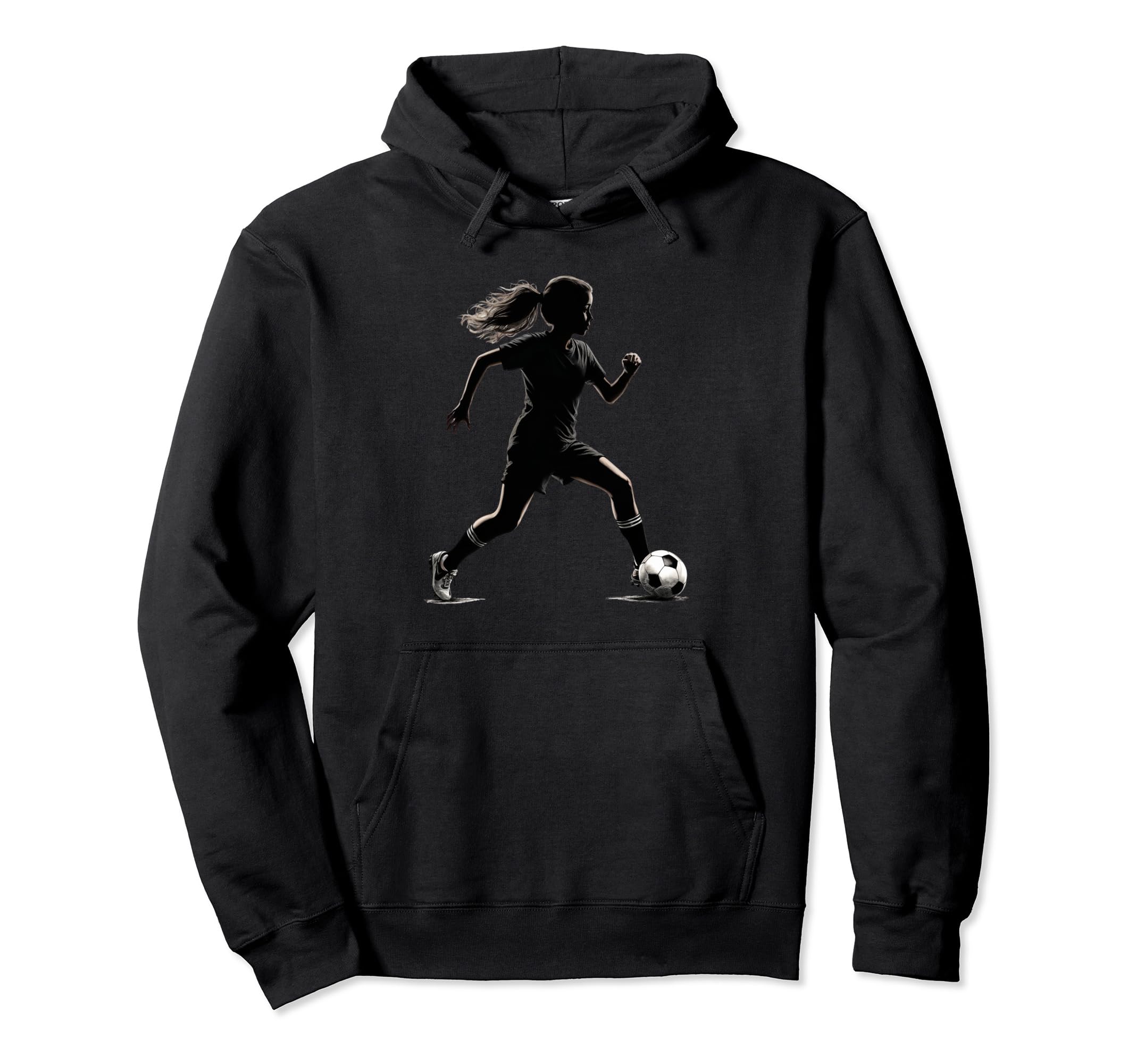 Soccer Player Silhouette Womens Hoodie - Casual Everyday Wear Unisex - T-Shirt, Sweatshirt, Hoodie