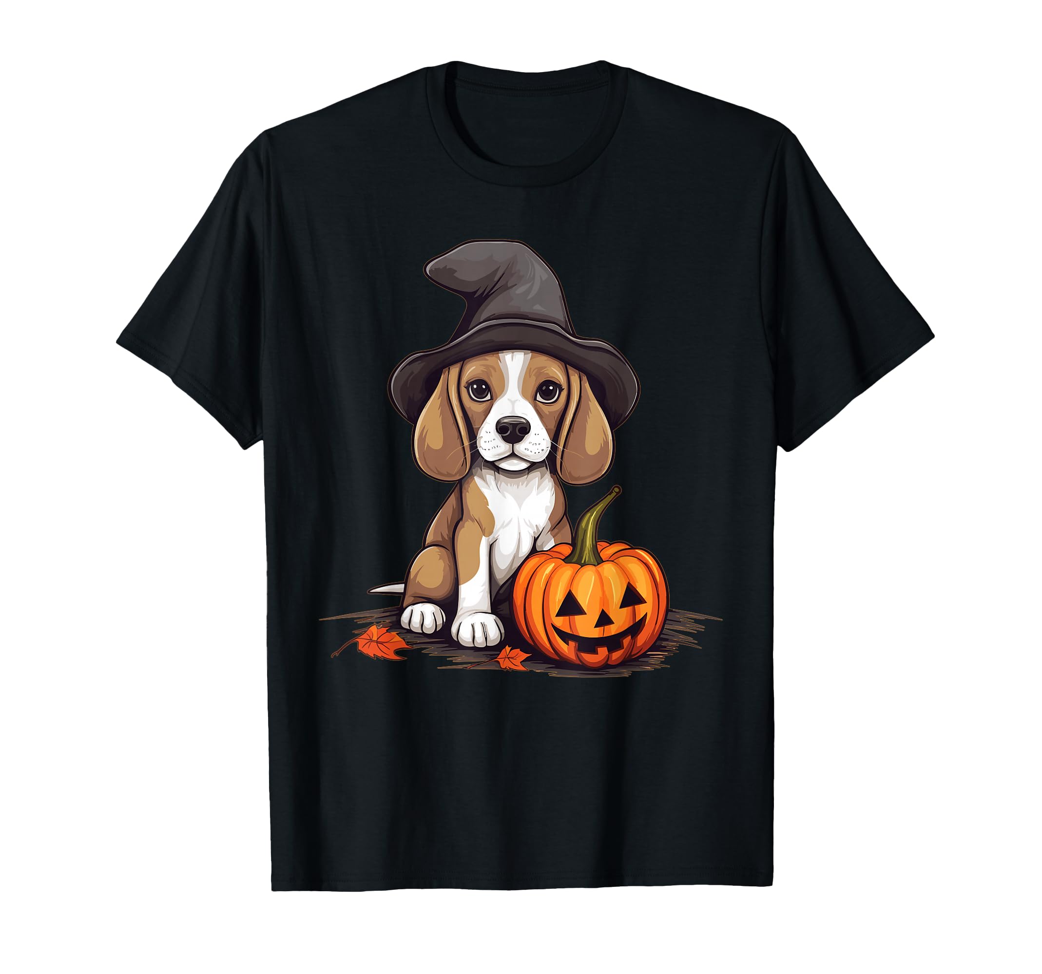 Halloween Witch Hat Pumpkin Dog T-Shirt - Casual Everyday Wear for Adults - T-Shirt, Sweatshirt, Hoodie