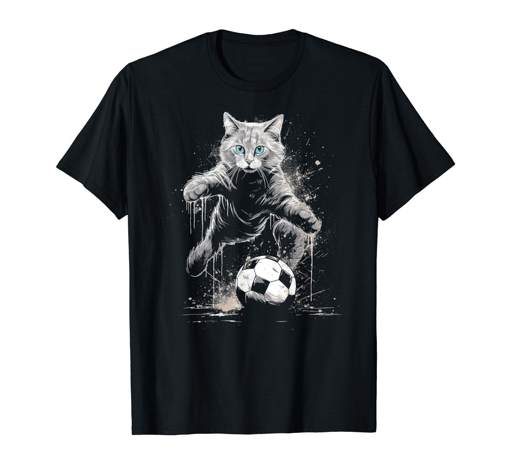 Cat Playing Soccer T-Shirt - Trendy Graphic for Adults - T-Shirt, Sweatshirt, Hoodie