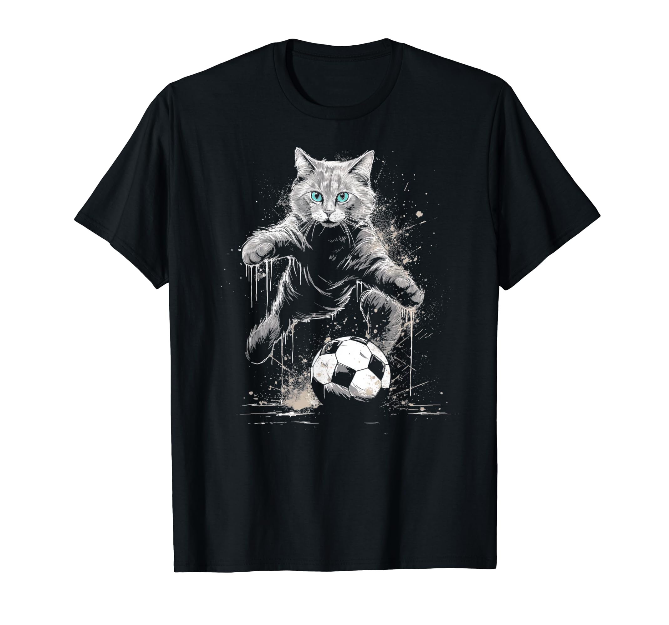 Cat Playing Soccer T-Shirt - Trendy Graphic for Adults - T-Shirt, Sweatshirt, Hoodie