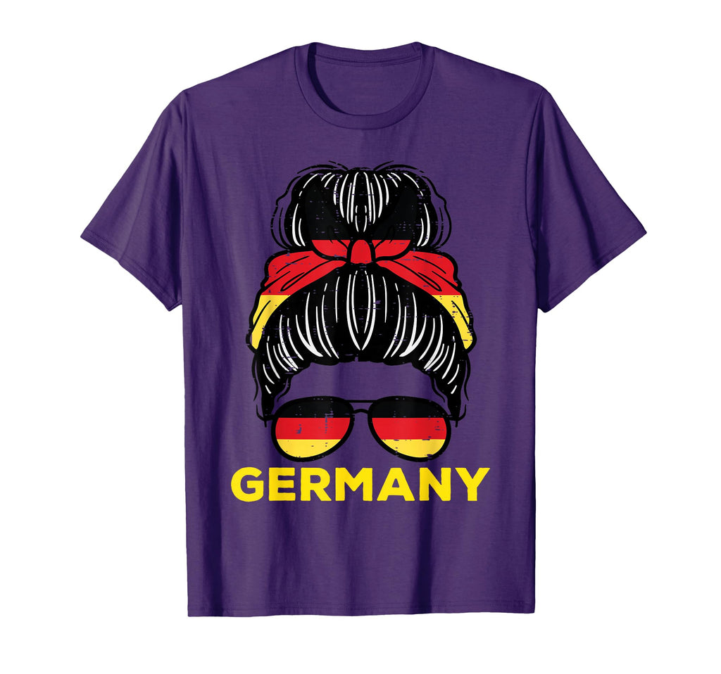 Germany Flag German Messy Bun Football T-Shirt - Graphic Print Unisex - T-Shirt, Sweatshirt, Hoodie