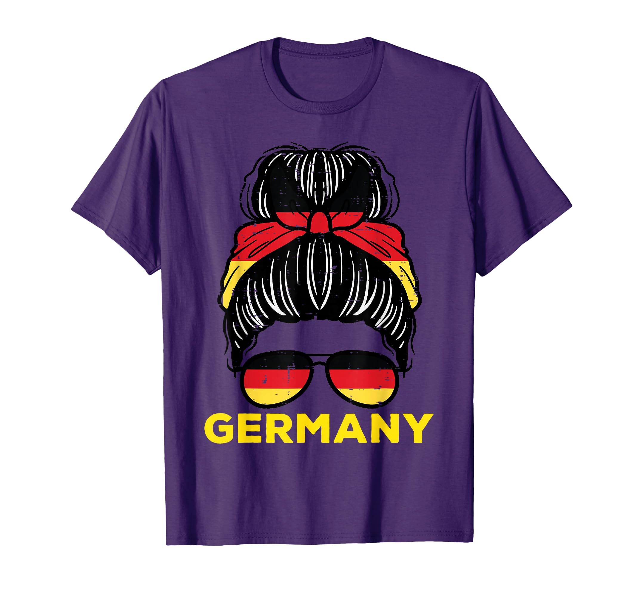 Germany Flag German Messy Bun Football T-Shirt - Graphic Print Unisex - T-Shirt, Sweatshirt, Hoodie