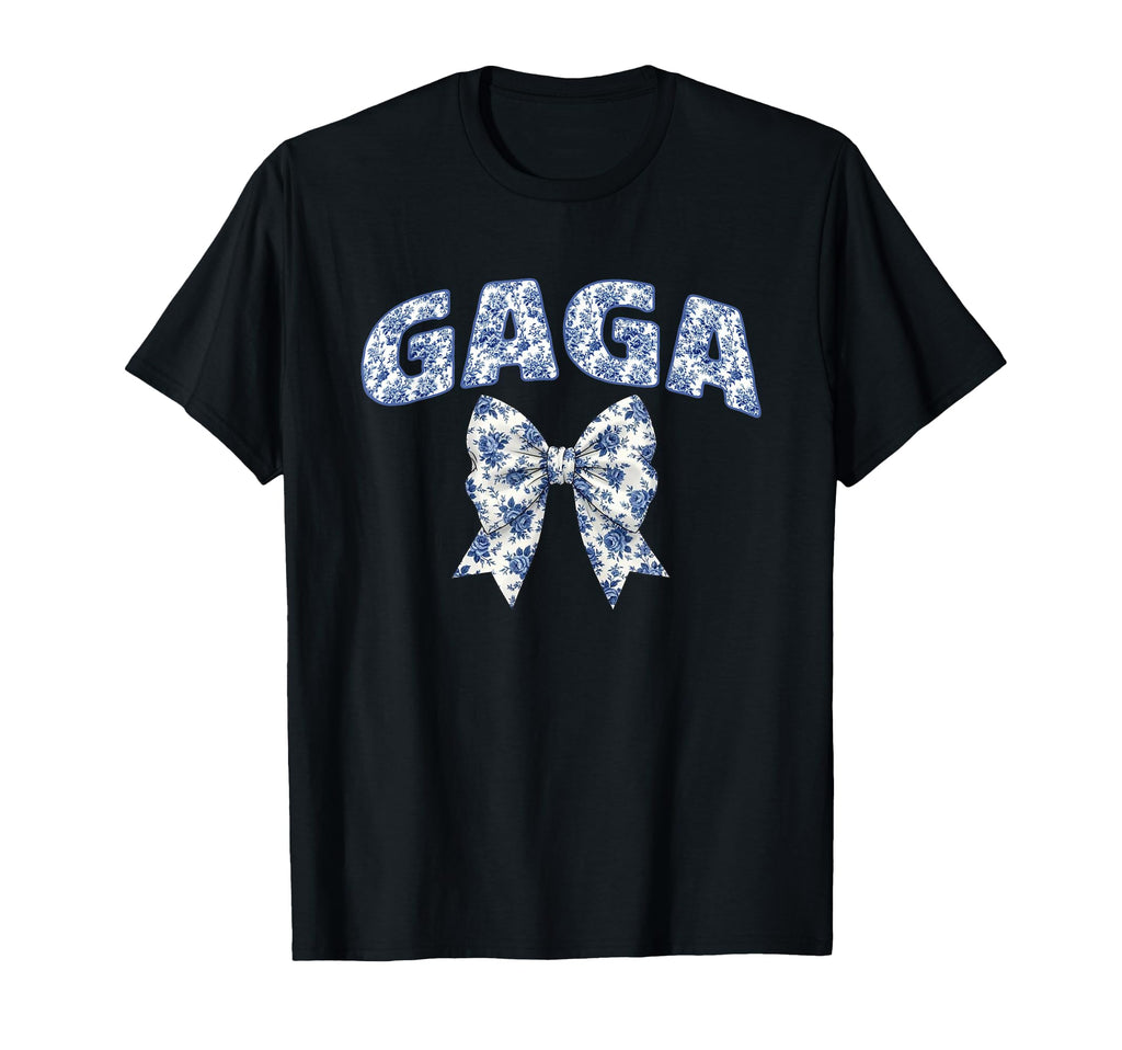 Gaga Coquette Toile Blue Bow Floral T-Shirt - Trendy Graphic Men Women - T-Shirt, Sweatshirt, Hoodie