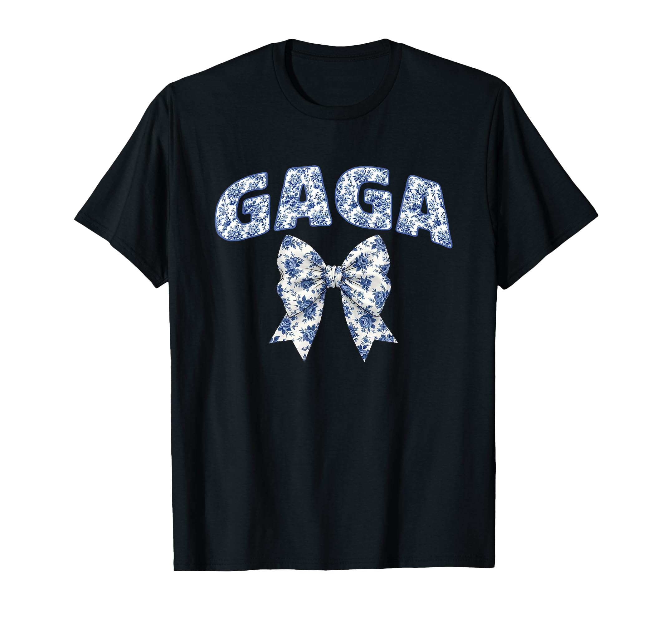 Gaga Coquette Toile Blue Bow Floral T-Shirt - Trendy Graphic Men Women - T-Shirt, Sweatshirt, Hoodie