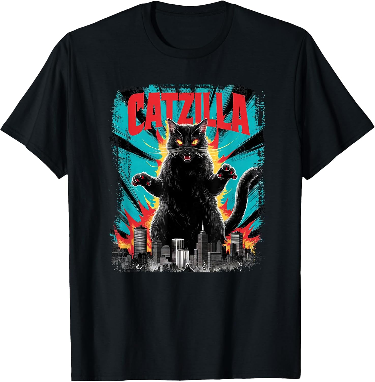 Catzilla Funny Cat Graphic Japanese Cityscape - Adult & Kids T-Shirts, Sweatshirts & Hoodies apparel design preview 1