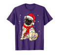 Pug Dogs Light Santa Hat Puggy Lover T-Shirt - Streetwear Style Men Women - T-Shirt, Sweatshirt, Hoodie