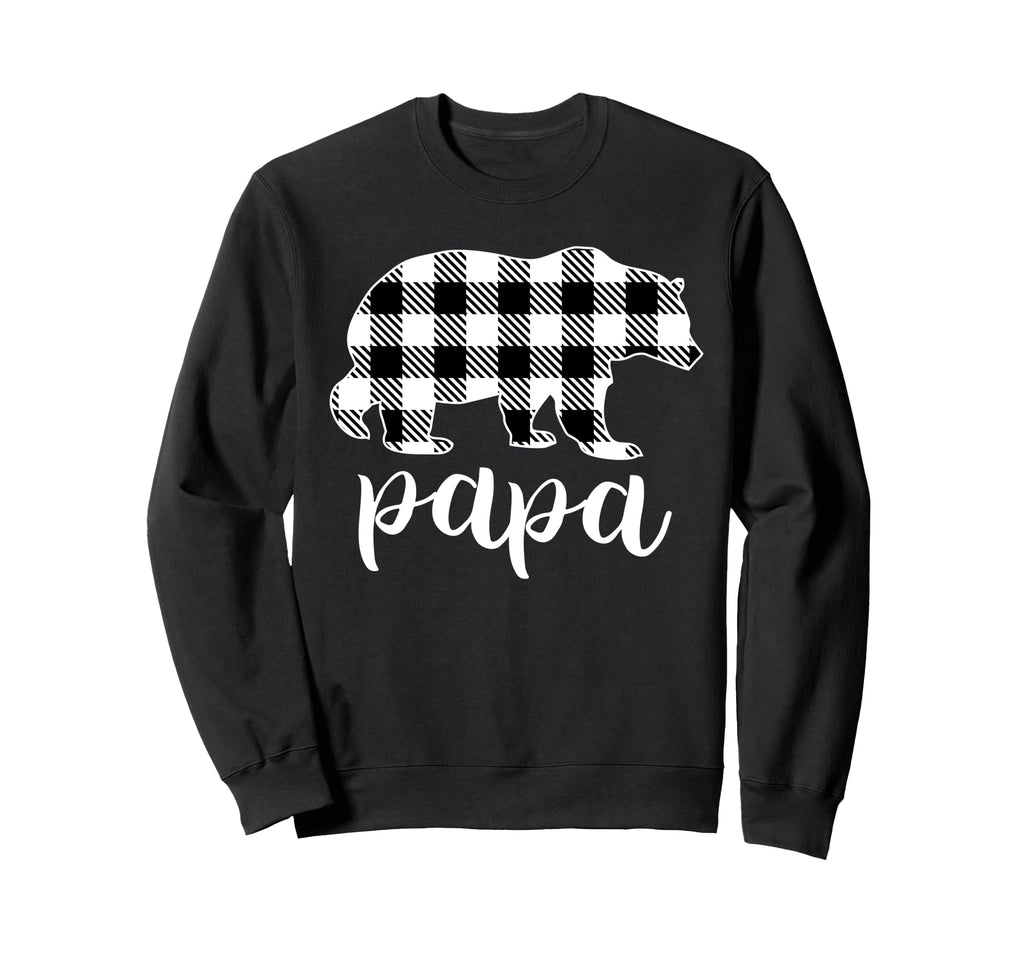 Papa Bear Grey Buffalo Plaid Bear Dad Sweatshirt - Graphic Print for Adults - T-Shirt, Sweatshirt, Hoodie