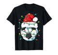 Funny Soccer Ball Santa Hat Lights T-Shirt - Unique Graphic Unisex - T-Shirt, Sweatshirt, Hoodie