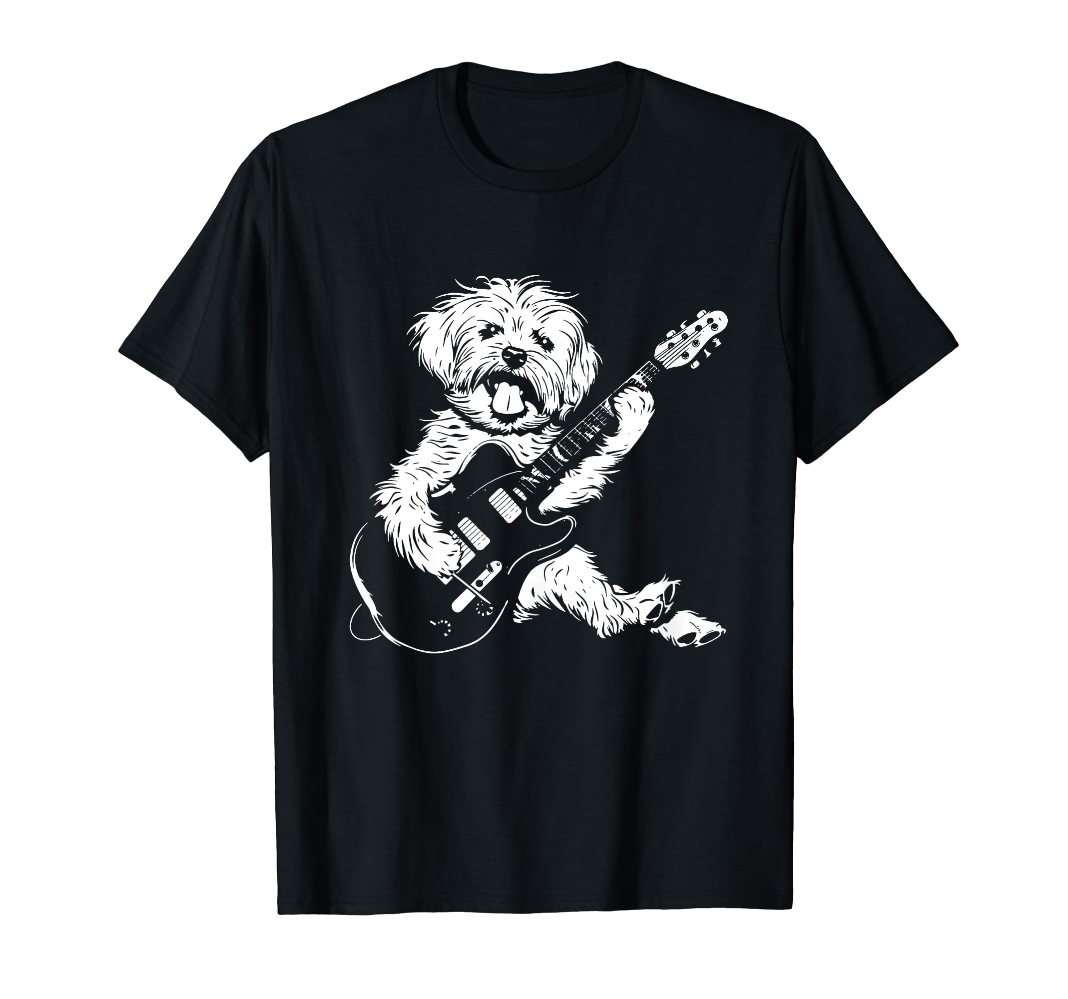 Dog Guitarist Guitar Maltipoo Dad T-Shirt - Casual Everyday Wear Men Women - T-Shirt, Sweatshirt, Hoodie