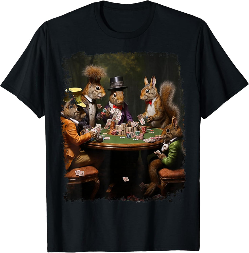 Playing Card Pop Art Gambling Squirrel Poker Cards - Adult & Kids T-Shirts, Sweatshirts & Hoodies apparel design preview 1