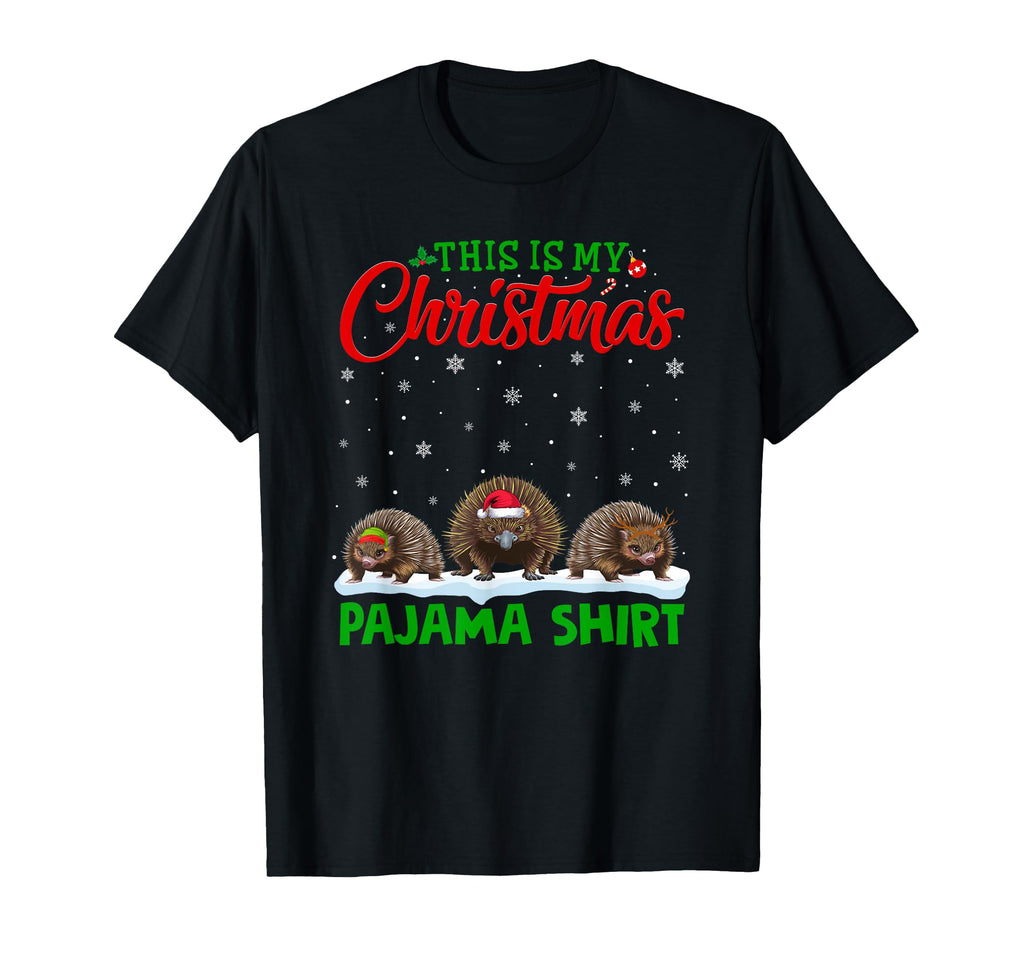 Santa Hat Reindeer Echidna Pajama T-Shirt - Fun Novelty Design Men Women - T-Shirt, Sweatshirt, Hoodie