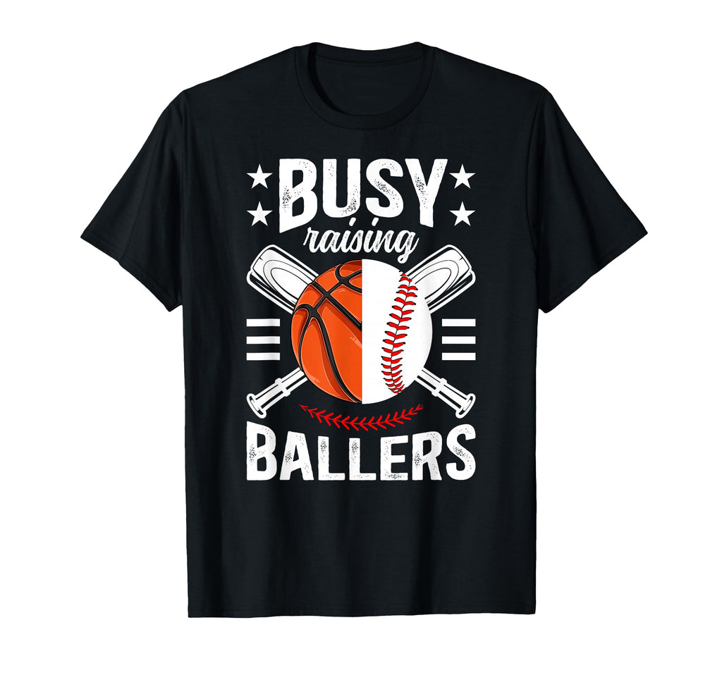 Busy Raising Ballers Baseball T-Shirt - Graphic Print for Adults - T-Shirt, Sweatshirt, Hoodie
