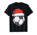 Soccer Ball Santa Hat Sports T-Shirt - Minimalist Print Men Women - T-Shirt, Sweatshirt, Hoodie