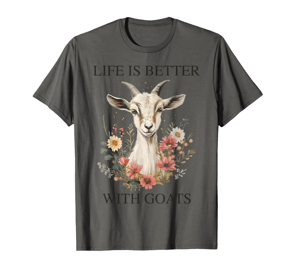 Life Is Better Goats Funny Farm T-Shirt - Custom Art Print for Adults - T-Shirt, Sweatshirt, Hoodie