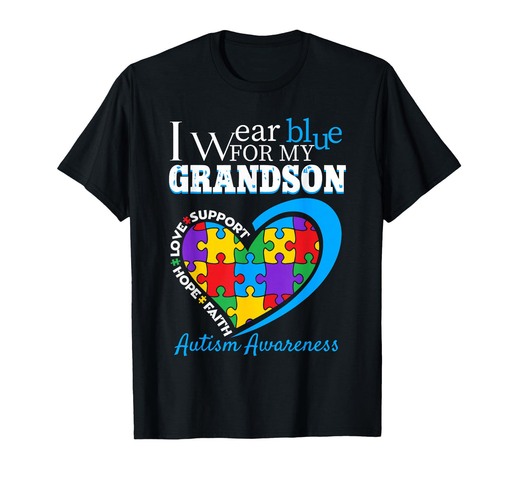 Grandma Grandpa I Wear Blue My Grandson T-Shirt - Aesthetic Graphic Unisex - T-Shirt, Sweatshirt, Hoodie