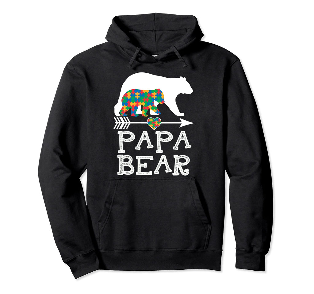Papa Bear Autism Shirts Father Daddy Hoodie - Novelty Apparel for Adults - T-Shirt, Sweatshirt, Hoodie