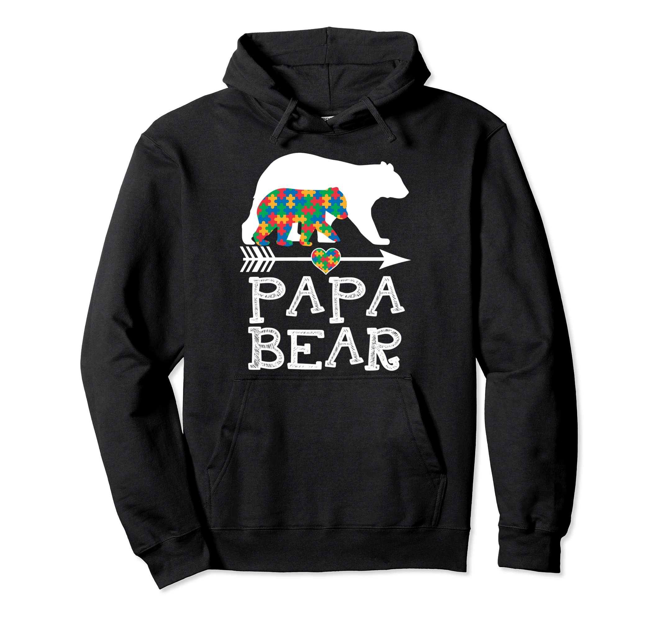 Papa Bear Autism Shirts Father Daddy Hoodie - Novelty Apparel for Adults - T-Shirt, Sweatshirt, Hoodie