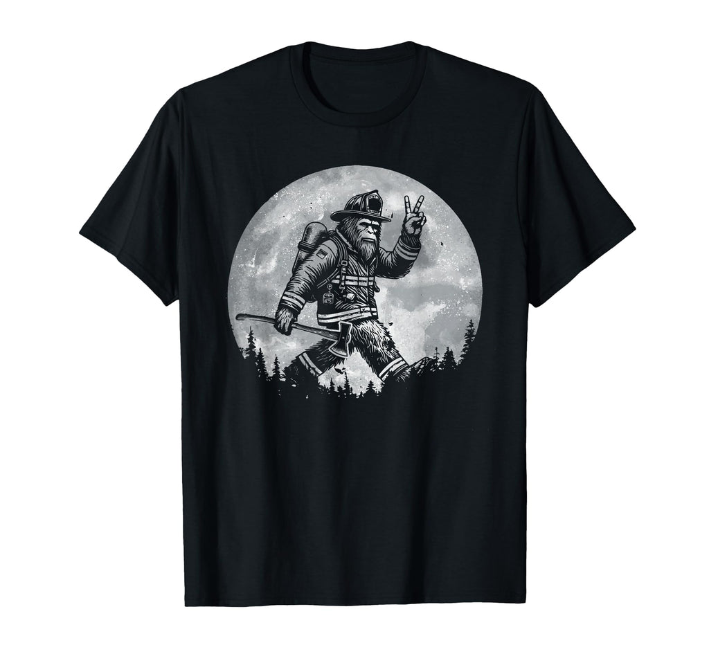 Firefighting Bigfoot Firefighter T-Shirt - Custom Art Print Men Women - T-Shirt, Sweatshirt, Hoodie