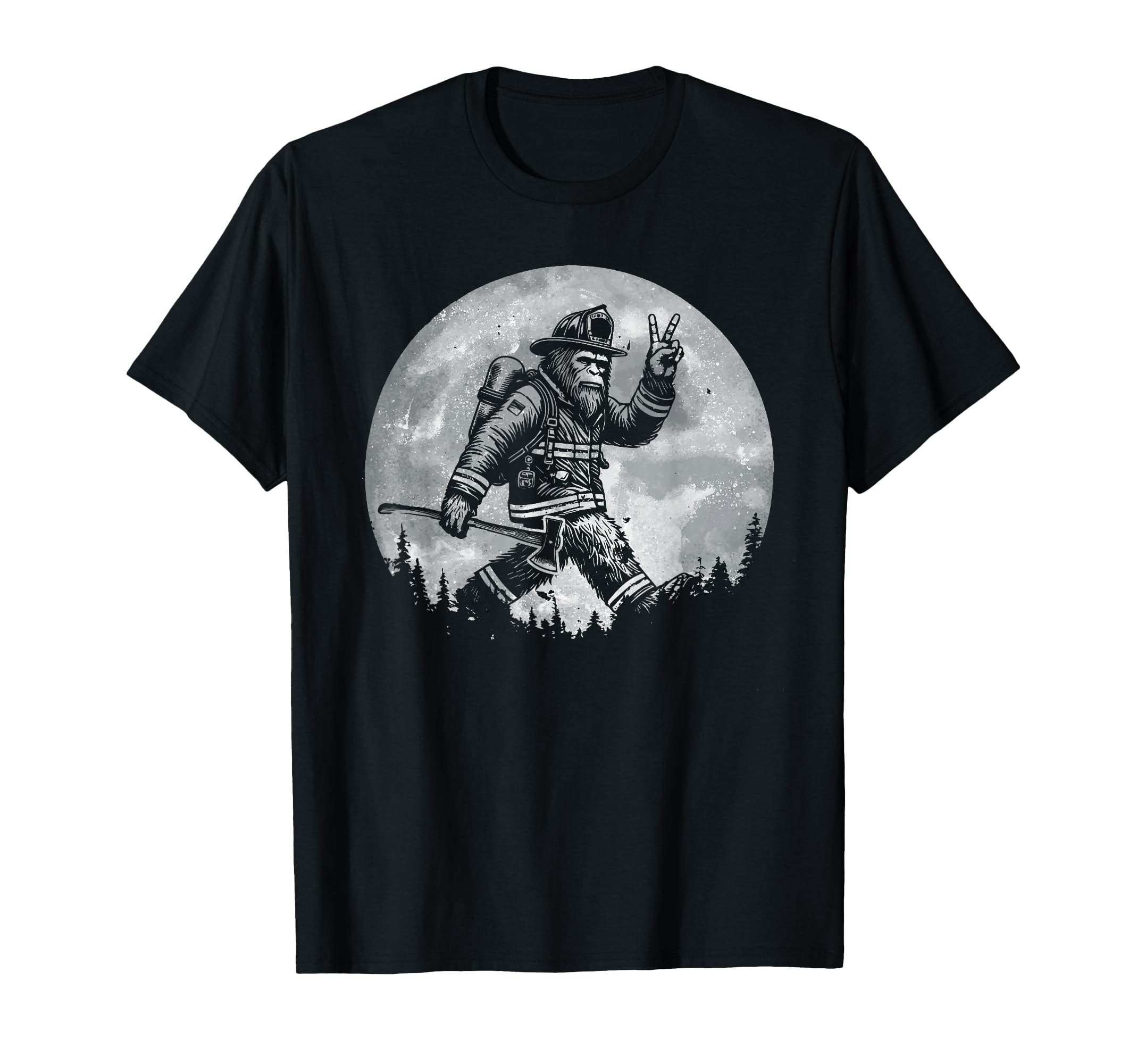 Firefighting Bigfoot Firefighter T-Shirt - Custom Art Print Men Women - T-Shirt, Sweatshirt, Hoodie