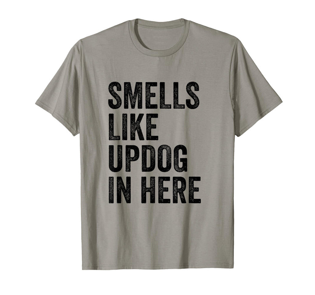Smells Like Updog Here Funny Dad Joke T-Shirt - Minimalist Print Men Women - T-Shirt, Sweatshirt, Hoodie