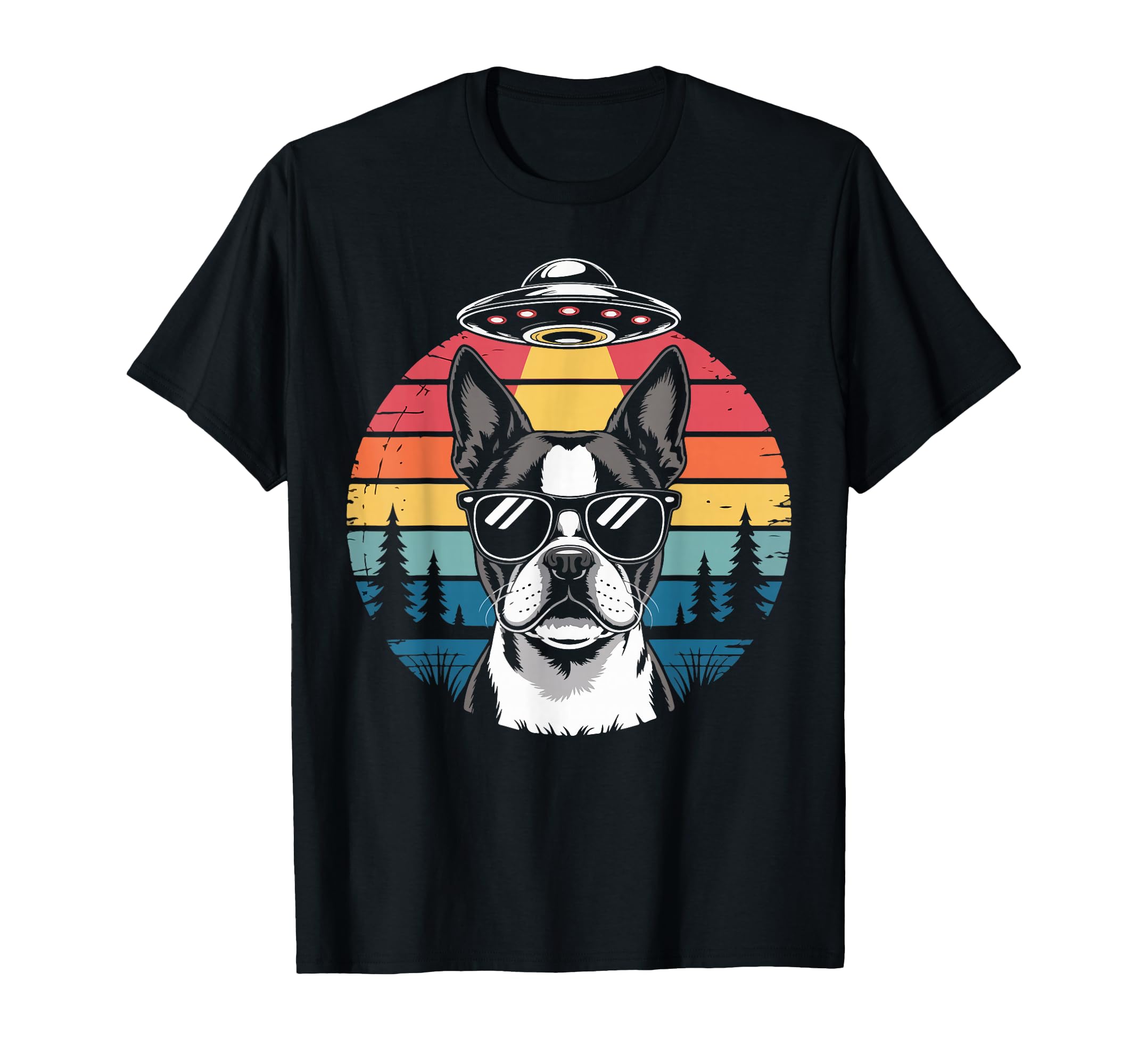 Funny Boston Terrier Ufo Alien Boston T-Shirt - Graphic Print Men Women - T-Shirt, Sweatshirt, Hoodie