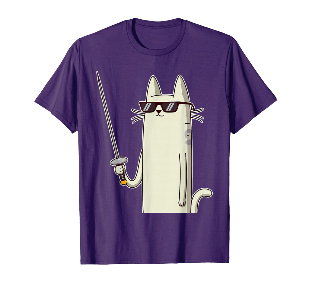 Fencing Sword Cat Fencer Funny Cats T-Shirt - Novelty Apparel for Adults - T-Shirt, Sweatshirt, Hoodie