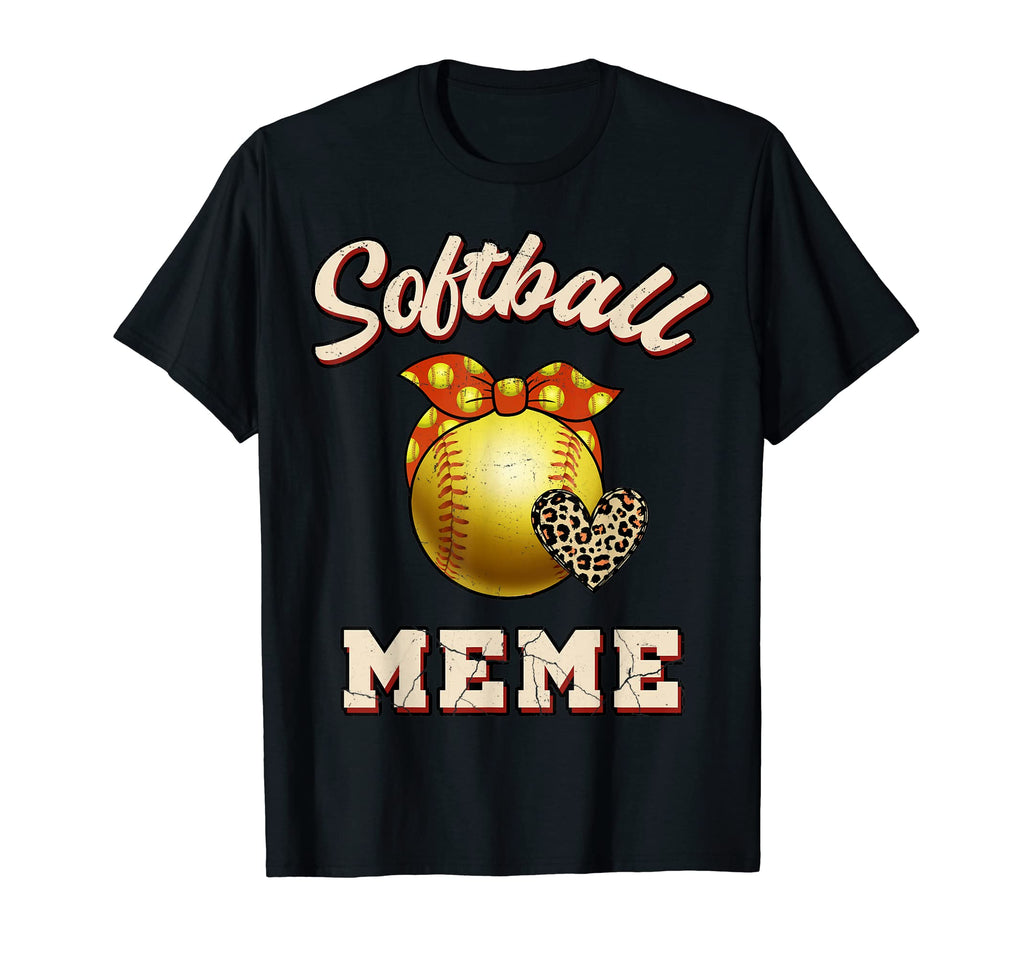 Softball Meme Leopard Heart Fans T-Shirt - Aesthetic Graphic Unisex - T-Shirt, Sweatshirt, Hoodie