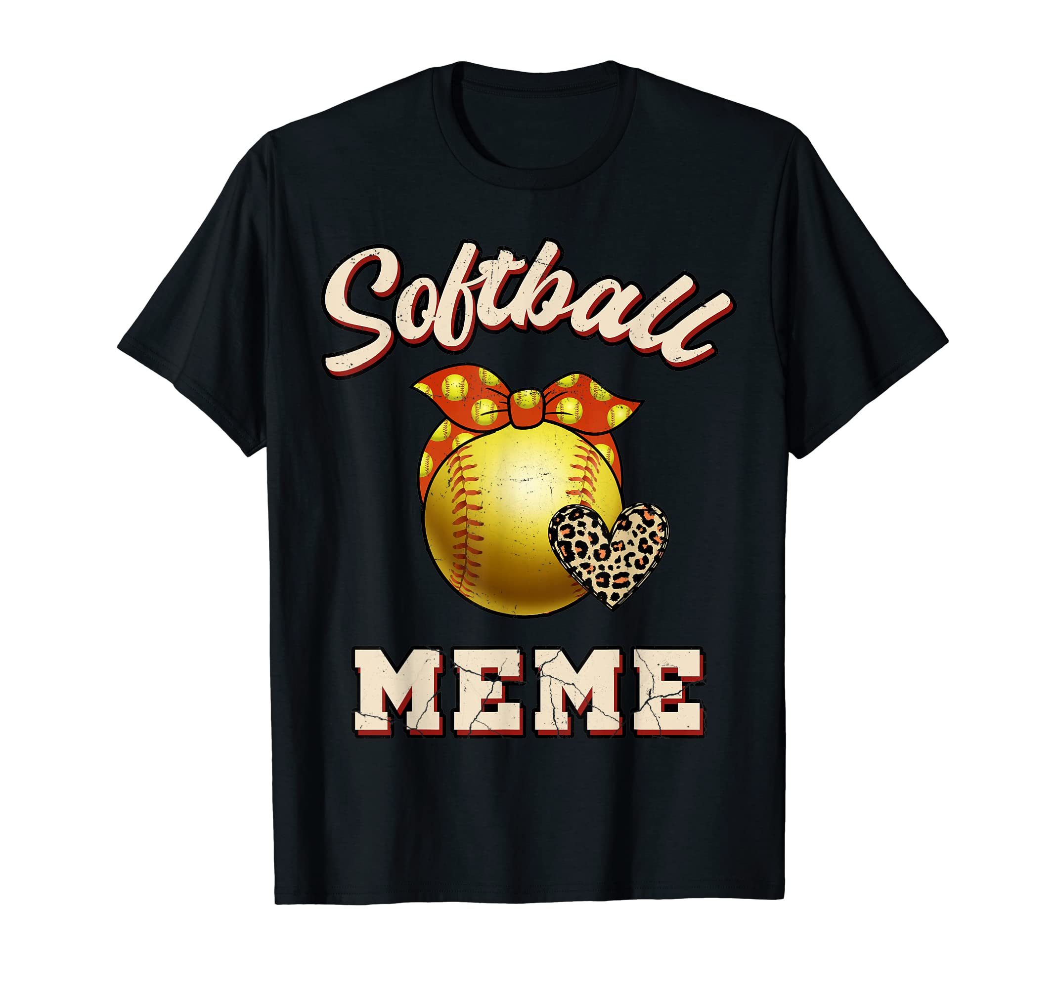 Softball Meme Leopard Heart Fans T-Shirt - Aesthetic Graphic Unisex - T-Shirt, Sweatshirt, Hoodie