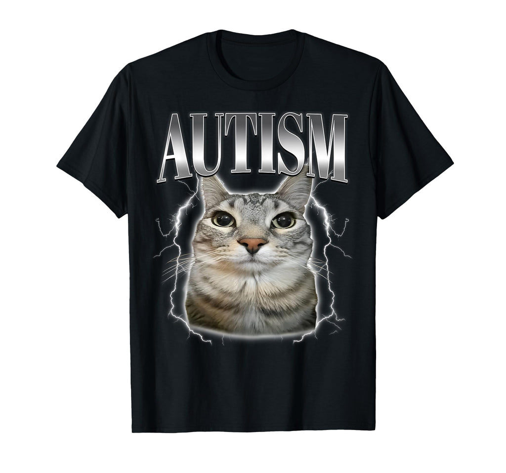 Autism Silly Staring Cat Cursed Funny T-Shirt - Custom Art Print Unisex - T-Shirt, Sweatshirt, Hoodie