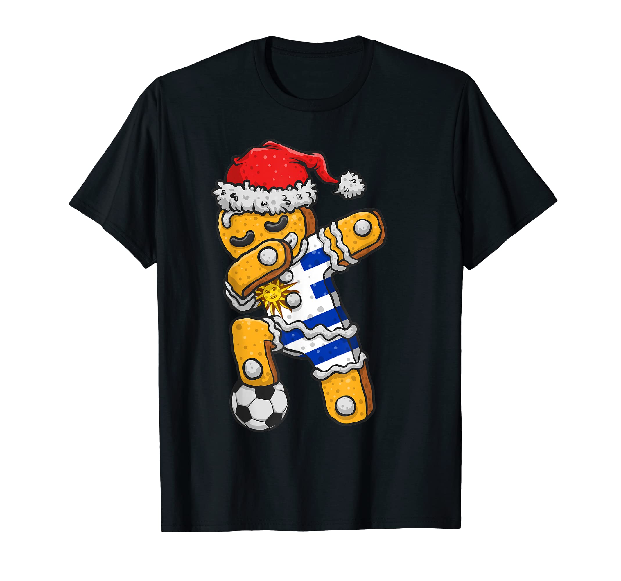 Soccer Dabbing Gingerbread Uruguay T-Shirt - Unique Graphic Men Women - T-Shirt, Sweatshirt, Hoodie