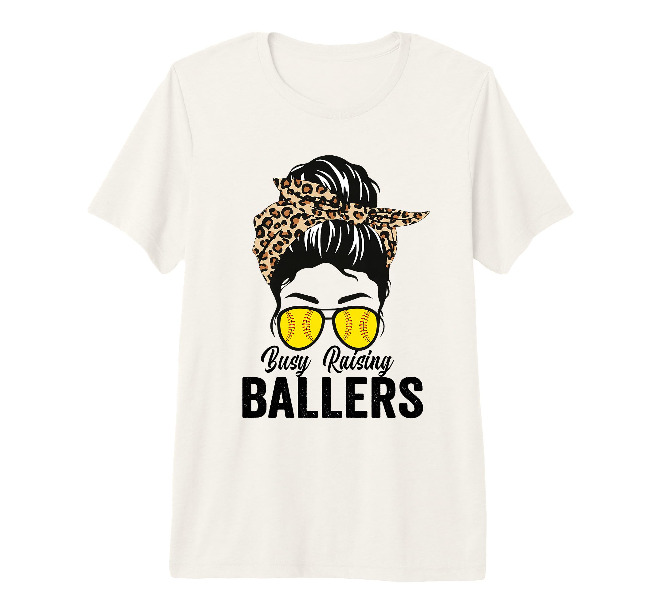 Busy Raising Ballers Softball Messy Bun T-Shirt - Trendy Graphic Men Women - T-Shirt, Sweatshirt, Hoodie