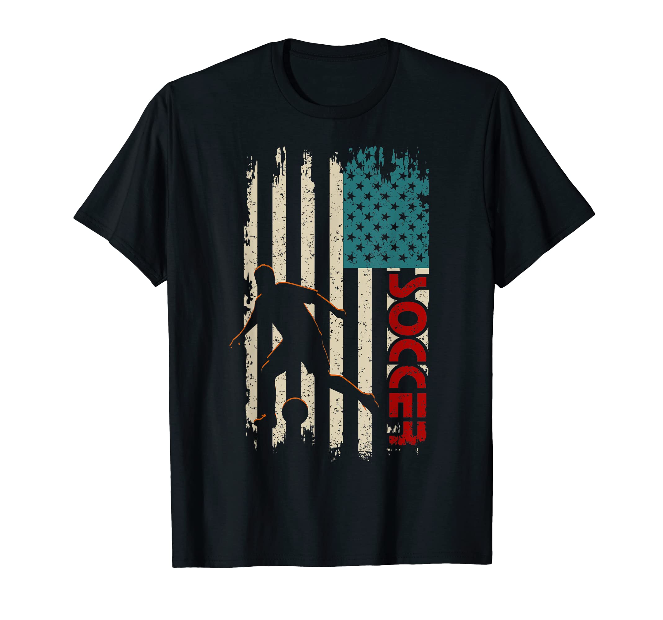 Soccer American Flag Sports Patriotic T-Shirt - Fun Novelty Design Unisex - T-Shirt, Sweatshirt, Hoodie