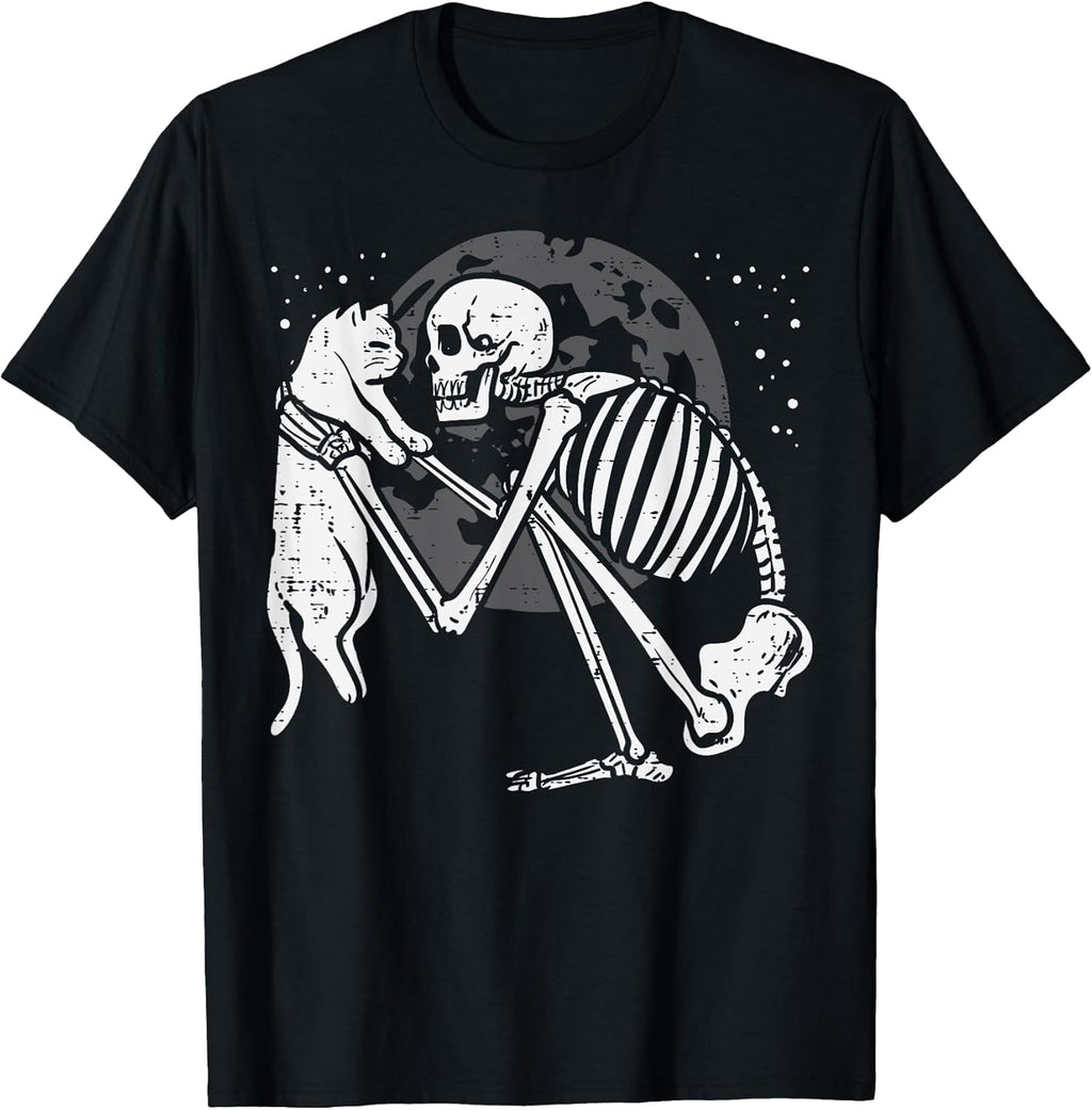 Skeleton Cat Skull Kitty Cute Goth Halloween Men - Adult & Kids T-Shirts, Sweatshirts & Hoodies apparel design preview 1