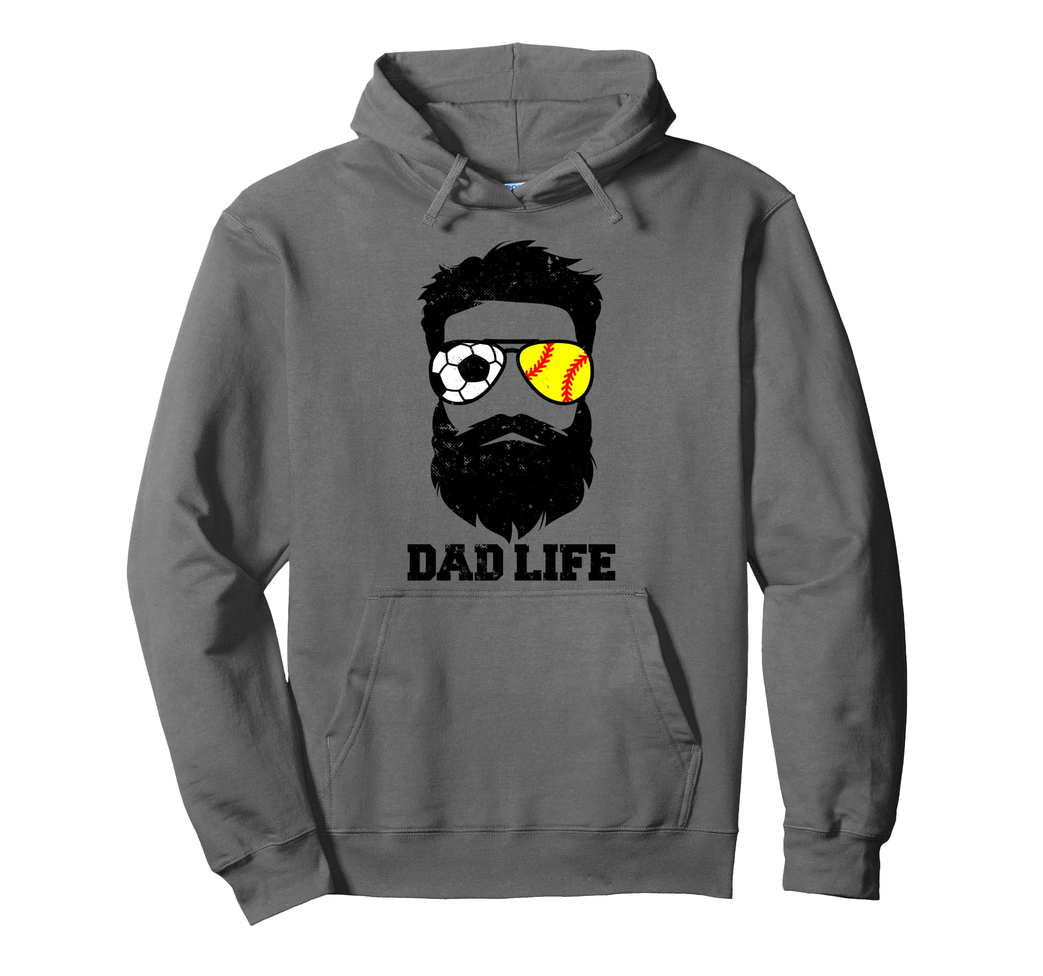 Soccer Softball Dad Messy Hair Beard Hoodie - Custom Art Print for Adults - T-Shirt, Sweatshirt, Hoodie