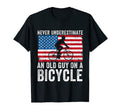 Never Underestimate Old Guy Bicycle T-Shirt - Trendy Graphic for Adults - T-Shirt, Sweatshirt, Hoodie