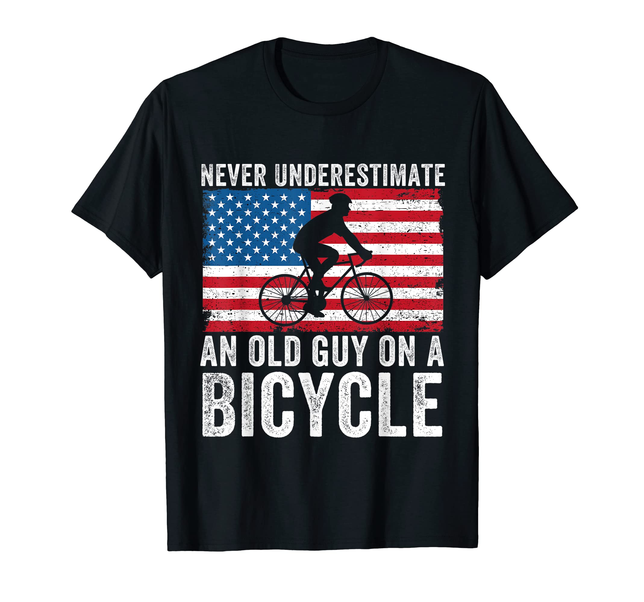 Never Underestimate Old Guy Bicycle T-Shirt - Trendy Graphic for Adults - T-Shirt, Sweatshirt, Hoodie