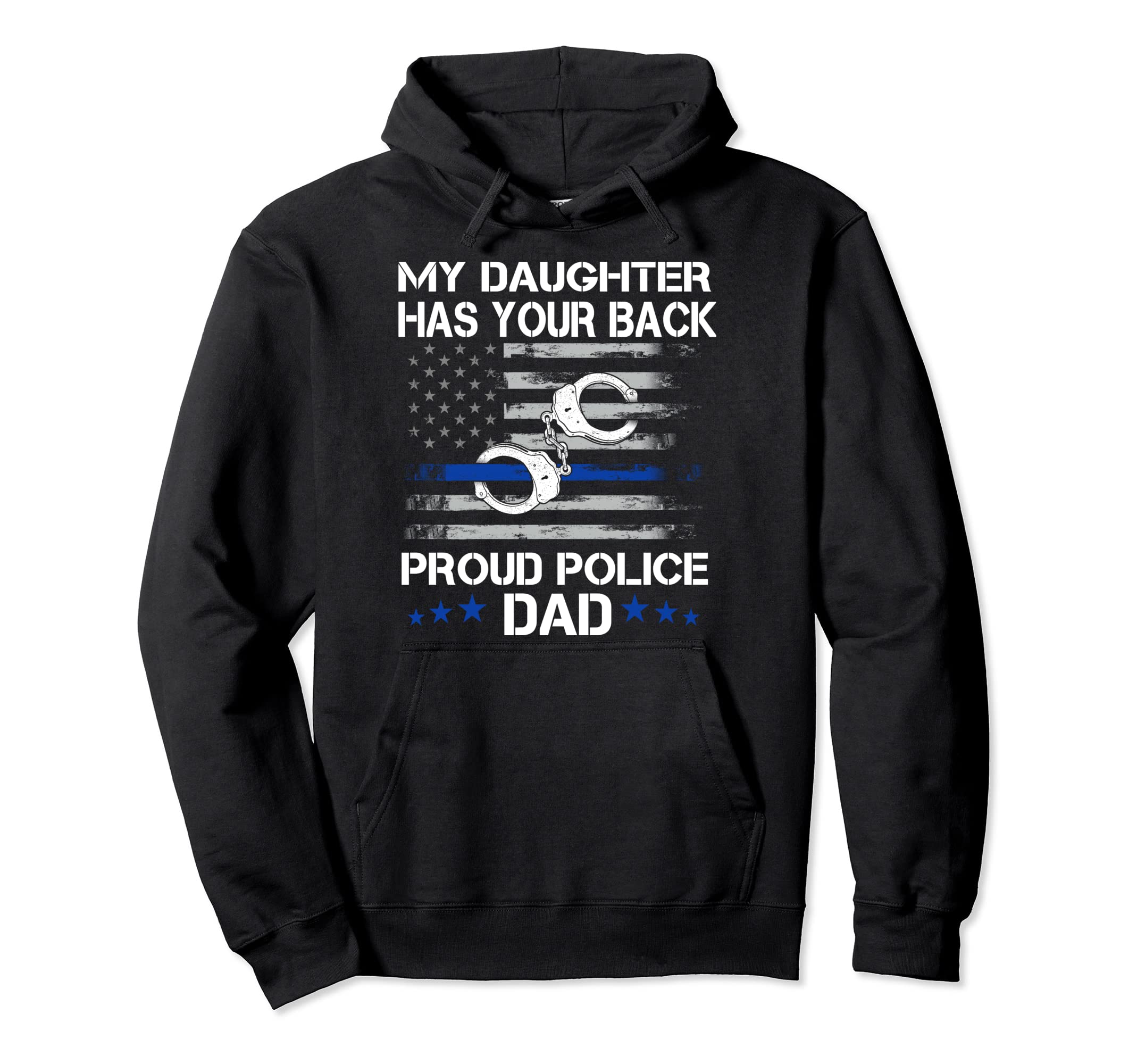 Proud Dad Police Officer Thin Blue Hoodie - Aesthetic Graphic for Adults - T-Shirt, Sweatshirt, Hoodie