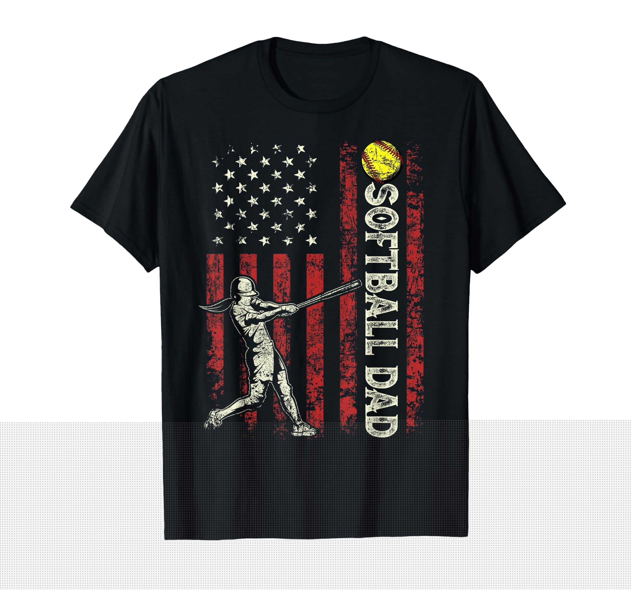 Softball Dad Us Flag Gifts Dad T-Shirt - Minimalist Print for Adults - T-Shirt, Sweatshirt, Hoodie