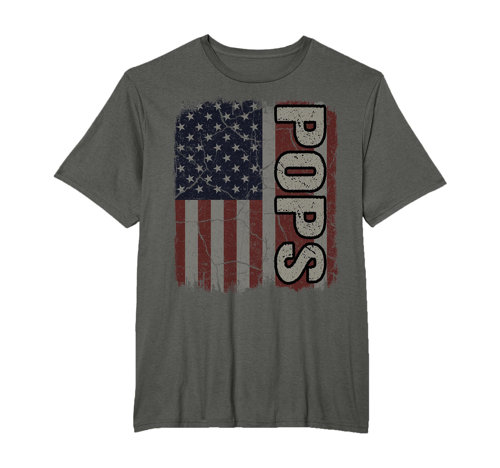 Pops American Flag Fathers Day 4Th T-Shirt - Trendy Graphic for Adults - T-Shirt, Sweatshirt, Hoodie