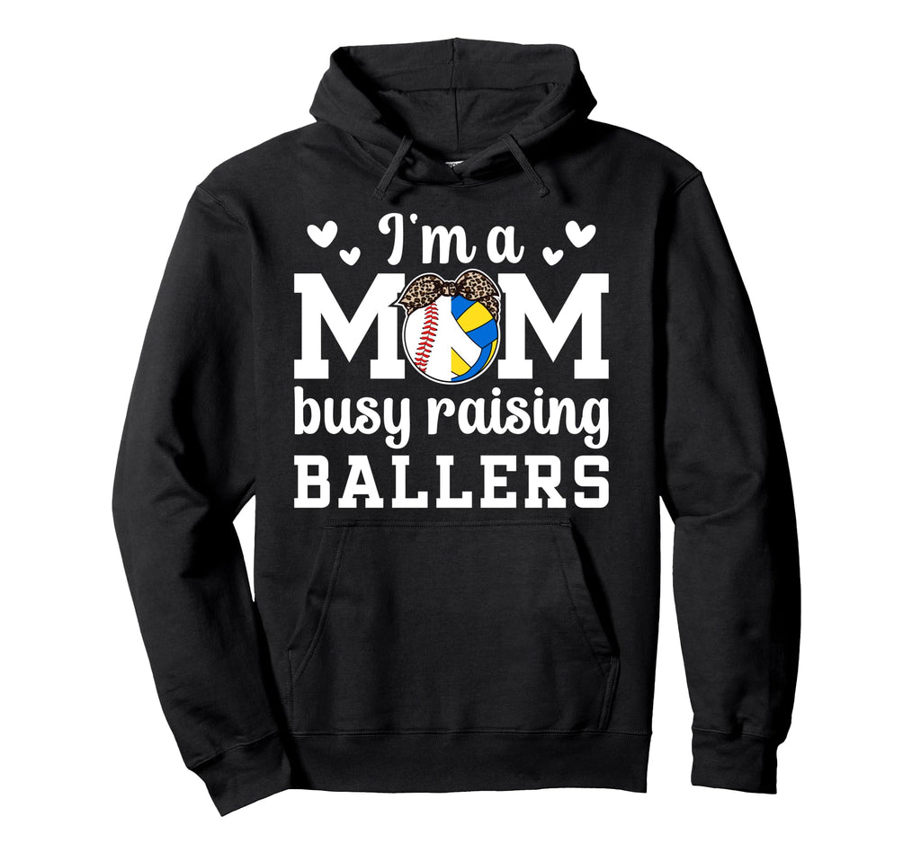 Im Mom Busy Raising Ballers Baseball Hoodie - Trendy Graphic Men Women - T-Shirt, Sweatshirt, Hoodie
