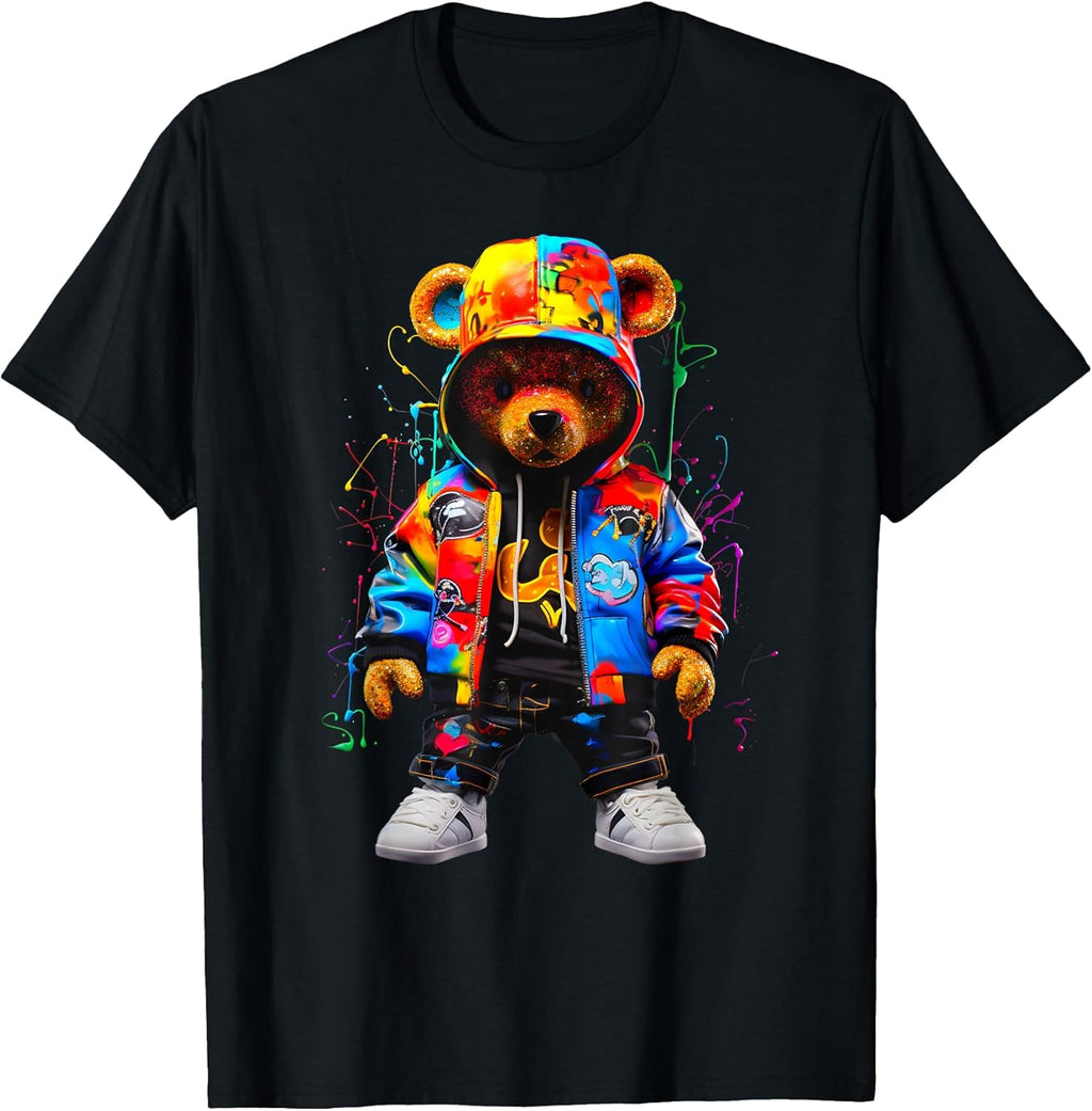 Hip-Hop Teddy-Bear Colorful with Graphic - Adult & Kids T-Shirts, Sweatshirts & Hoodies apparel design preview 1