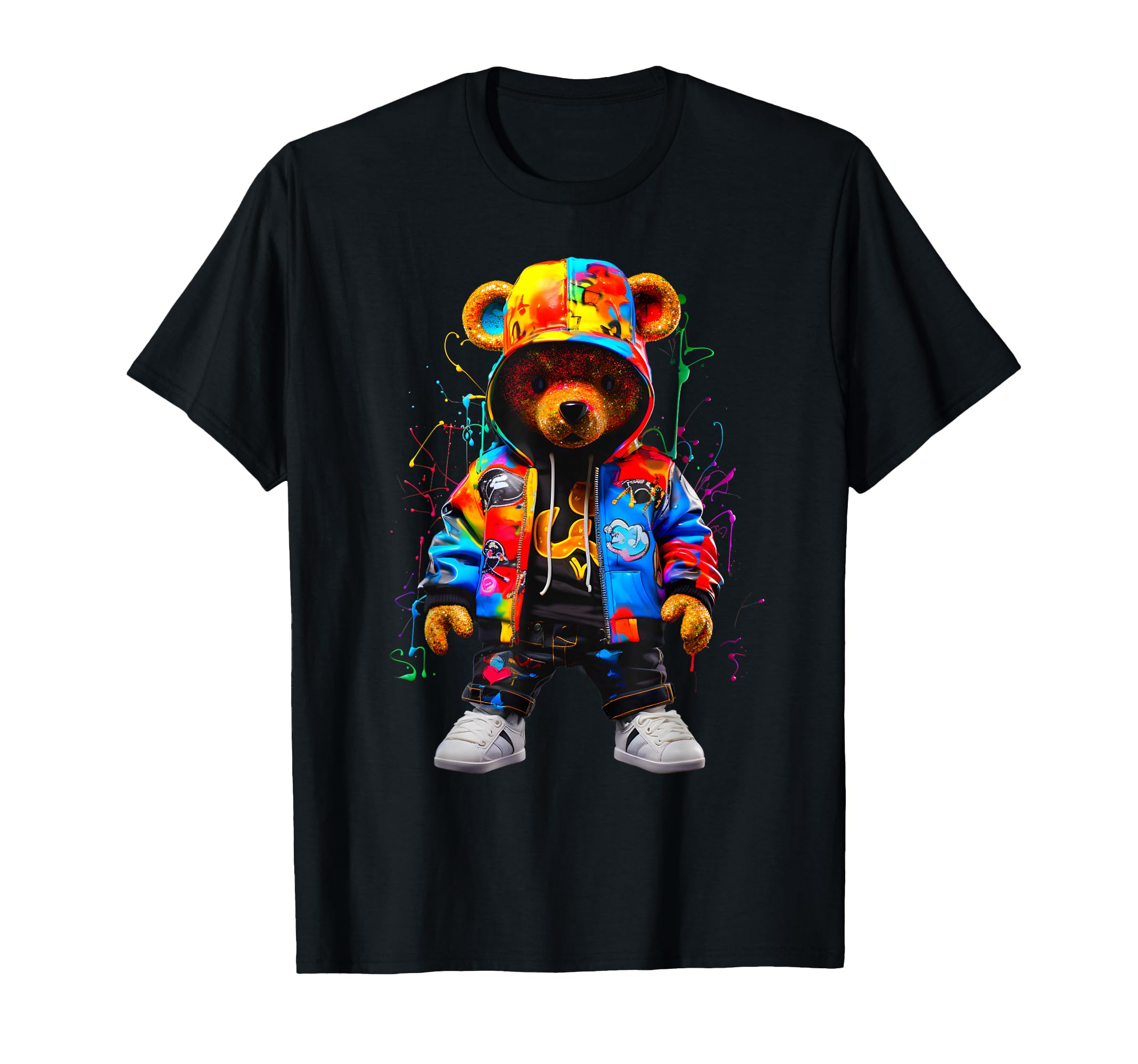 Hip Hop Teddy Bear Colorful Teddybear Hoodie - Unique Graphic for Adults - T-Shirt, Sweatshirt, Hoodie