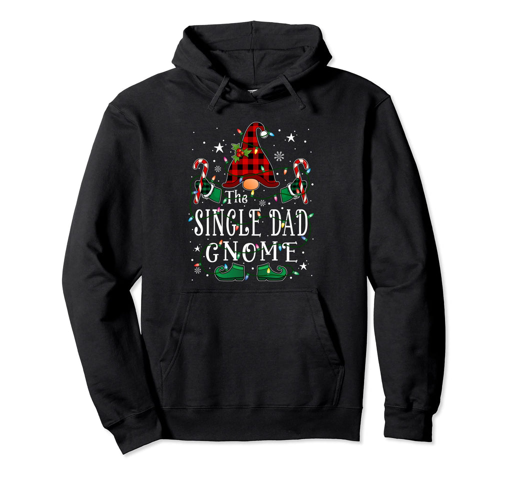 Single Dad Gnome Buffalo Plaid Hoodie - Fun Novelty Design for Adults - T-Shirt, Sweatshirt, Hoodie