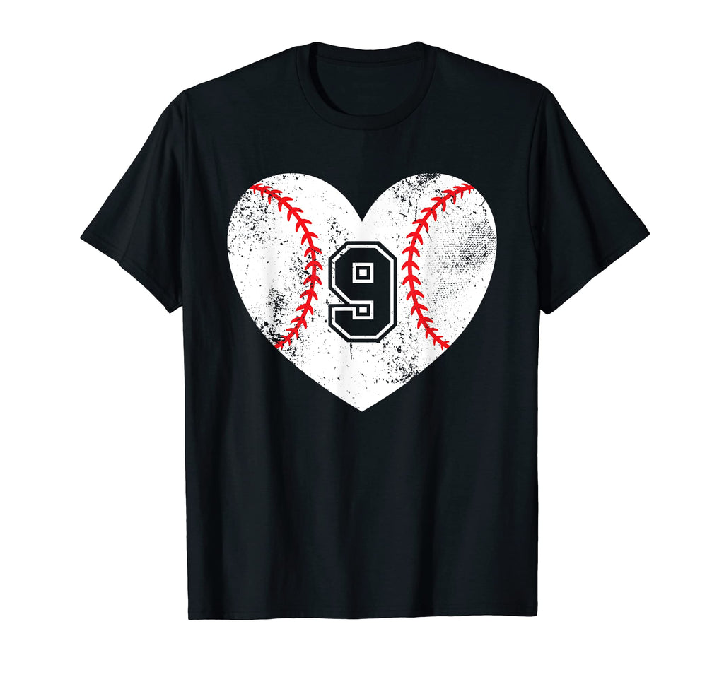 Baseball Heart Player 9 Baseball T-Shirt - Casual Everyday Wear Men Women - T-Shirt, Sweatshirt, Hoodie