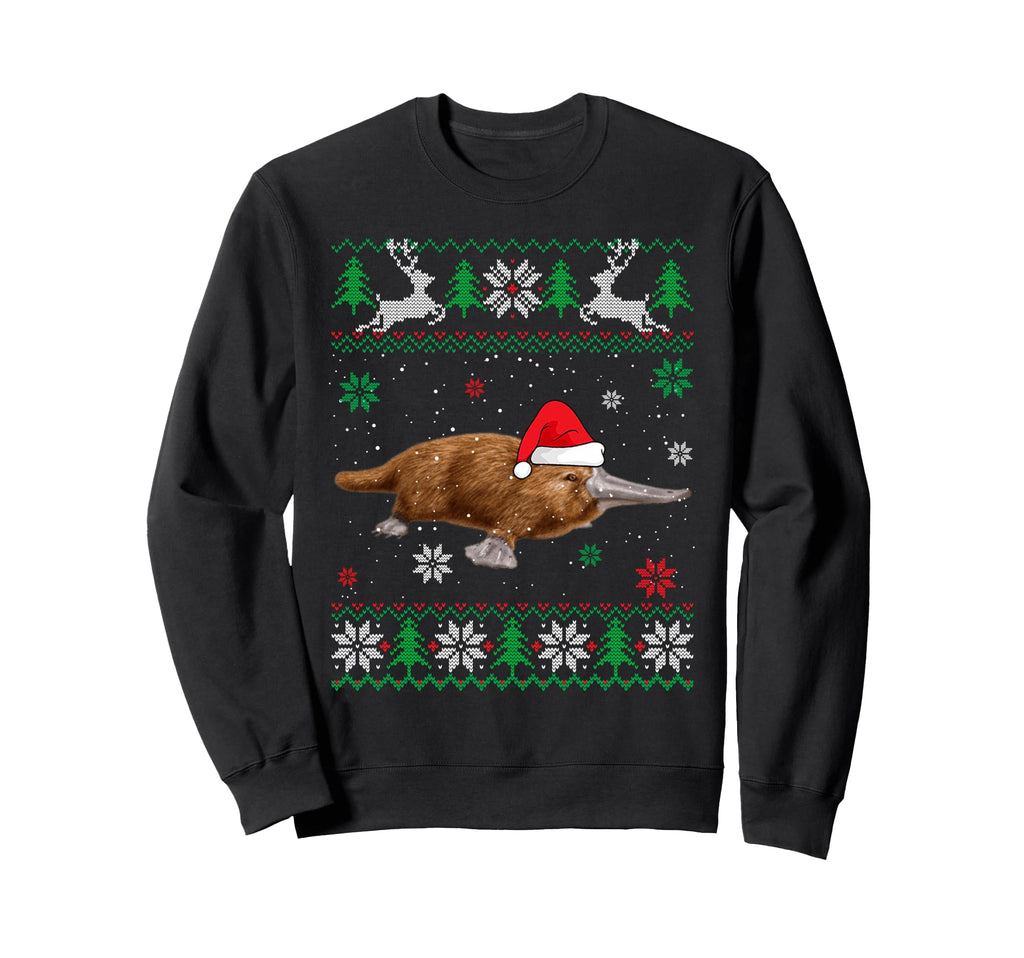 Ugly Platypus Lover Santa Hat Sweatshirt - Custom Art Print Men Women - T-Shirt, Sweatshirt, Hoodie