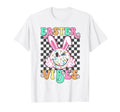 Groovy Easter Vibes Bunny Checkered T-Shirt - Minimalist Print Men Women - T-Shirt, Sweatshirt, Hoodie