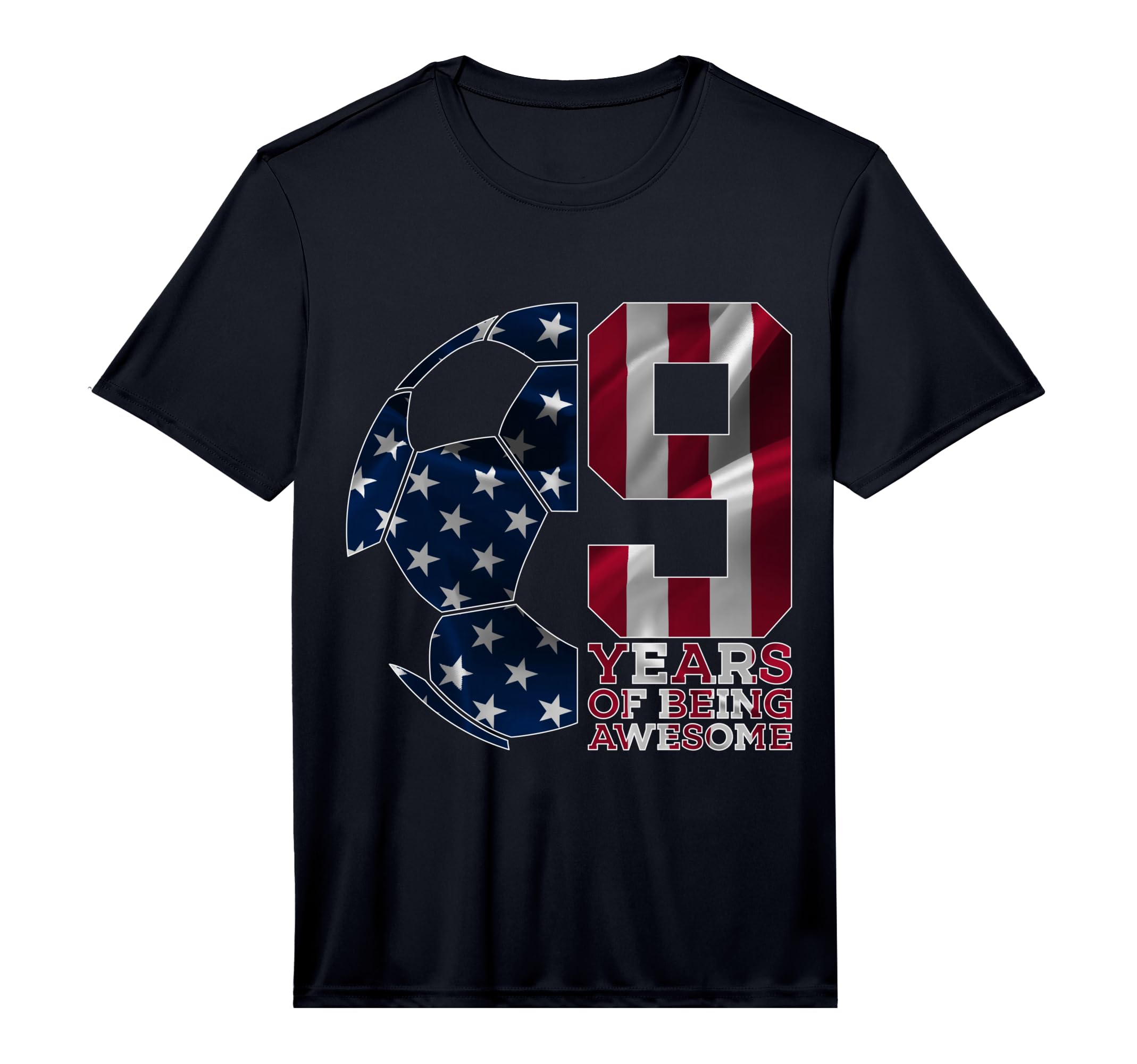 9 Years Being Awesome Soccer 9Th T-Shirt - Graphic Print for Adults - T-Shirt, Sweatshirt, Hoodie