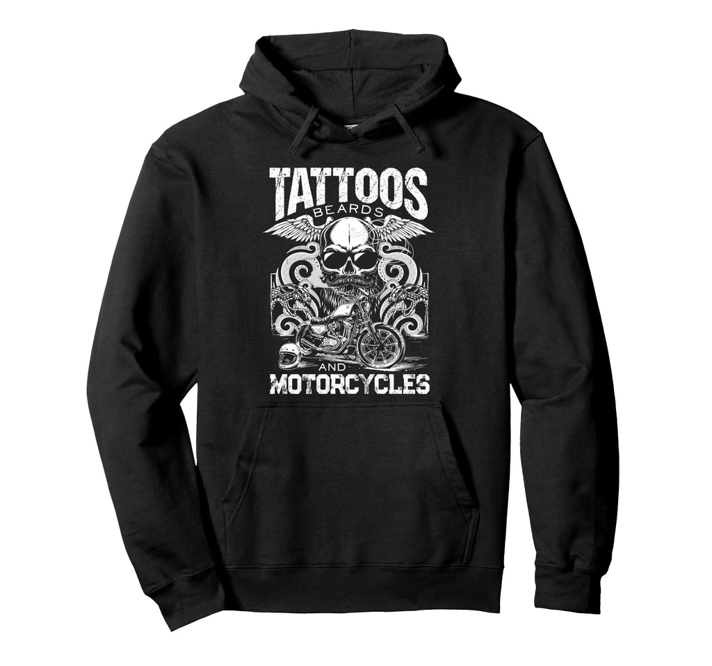Bearded Tattooed Motorcycle Lover Inked Hoodie - Unique Graphic Men Women - T-Shirt, Sweatshirt, Hoodie