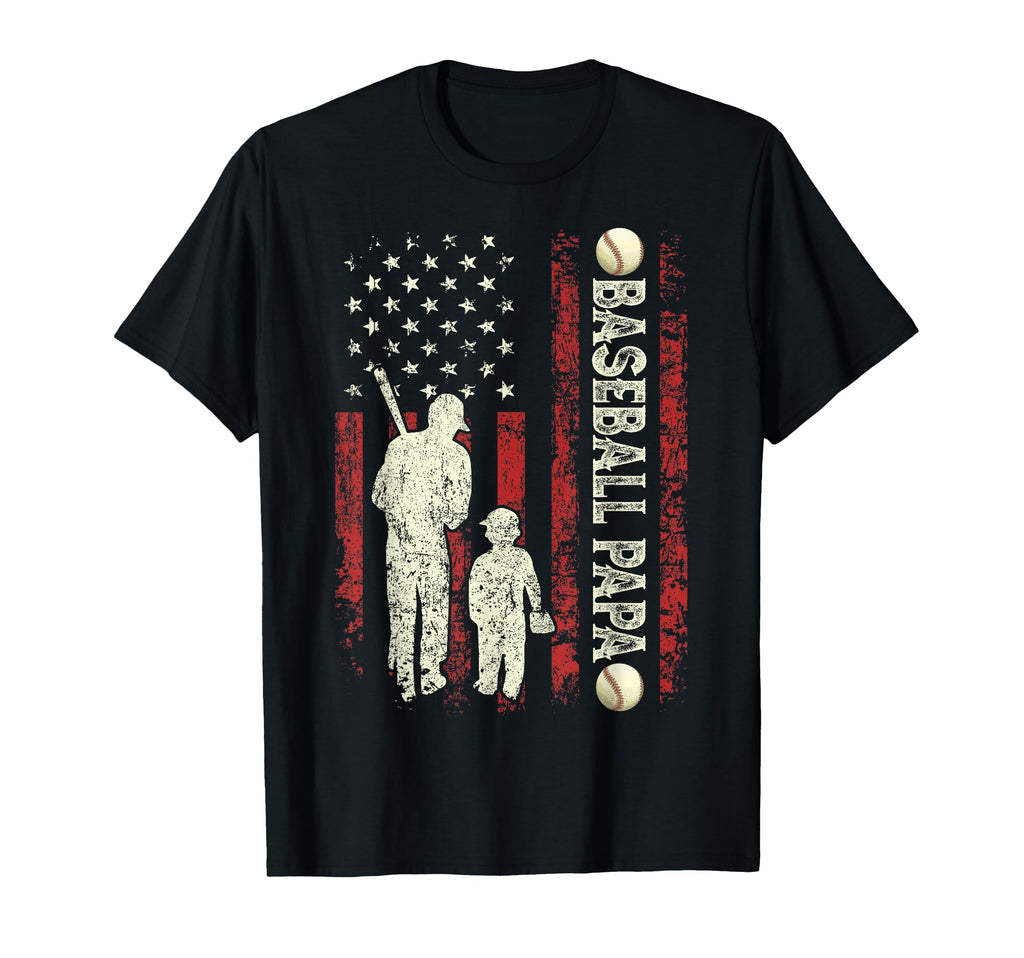 Fathers Day Baseball Papa Usa Flag T-Shirt - Streetwear Style Men Women - T-Shirt, Sweatshirt, Hoodie