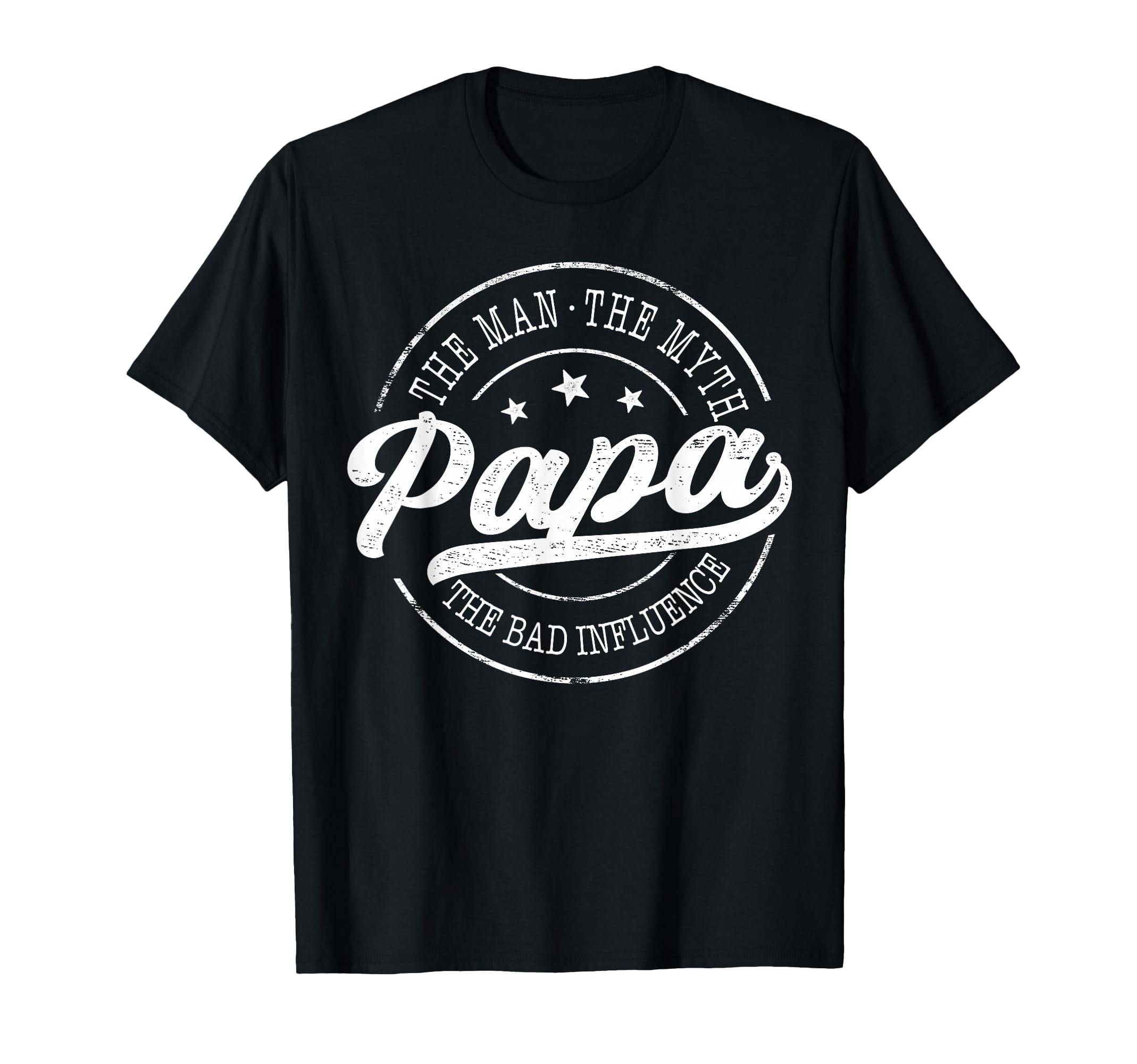Papa Myth Bad Influence Emblem T-Shirt - Aesthetic Graphic for Adults - T-Shirt, Sweatshirt, Hoodie